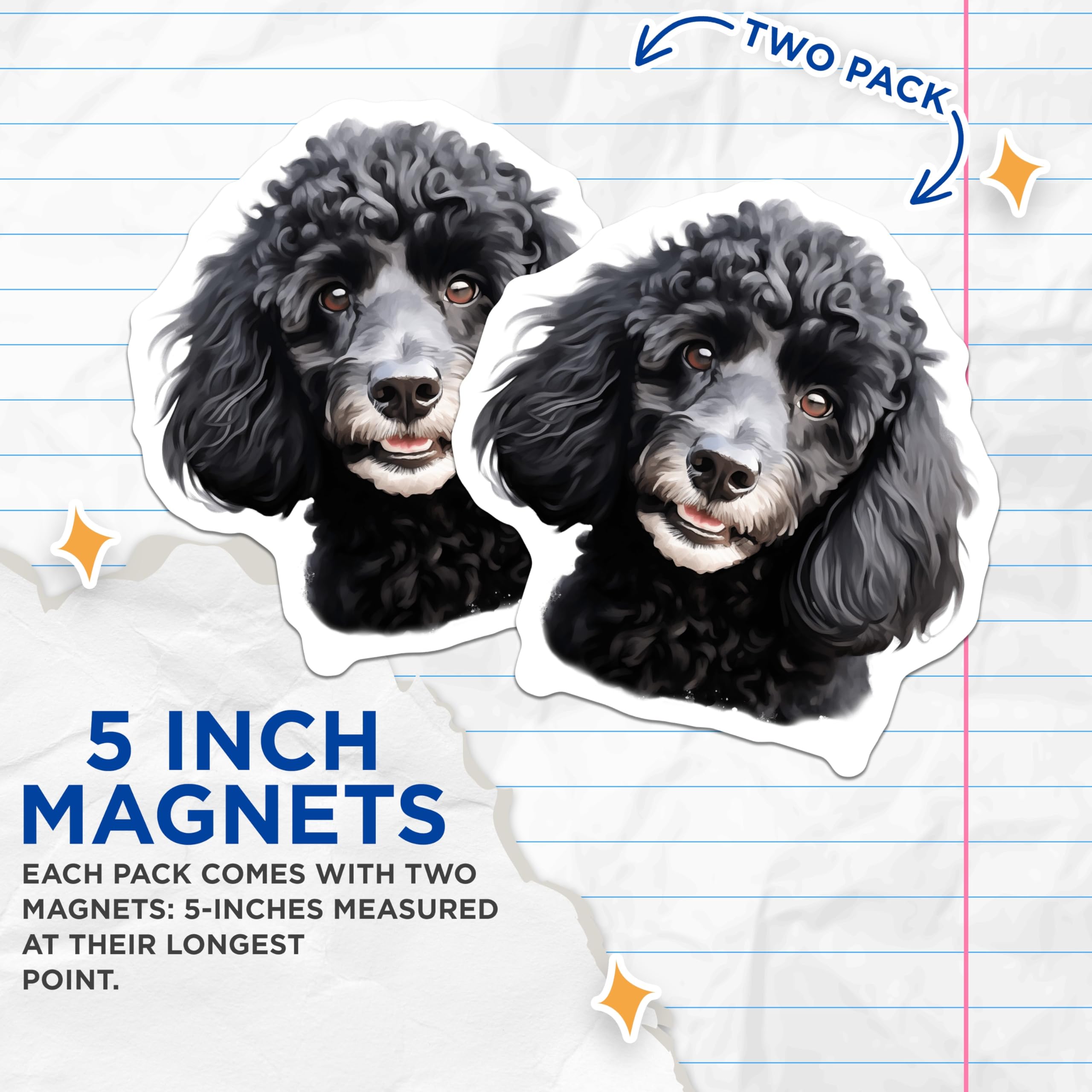 (2 Pack) Black Poodle Dog Magnets - Poodle Owner - Pet Lover Gift Idea - 5 Inches On Longest Side - Thick Durable Magnet - Made in USA - MAG28779