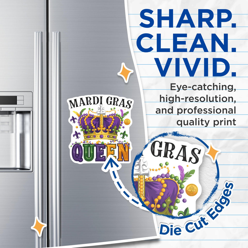 (2 Pack) Mardi Gras Queen Magnets - Crowned Celebration Decor - Festive Kitchen Magnet - 5" On Longest Side - Premium Magnet - for Cars, Refrigerators, Toolboxes, Lockers - Made in USA - MAG14308