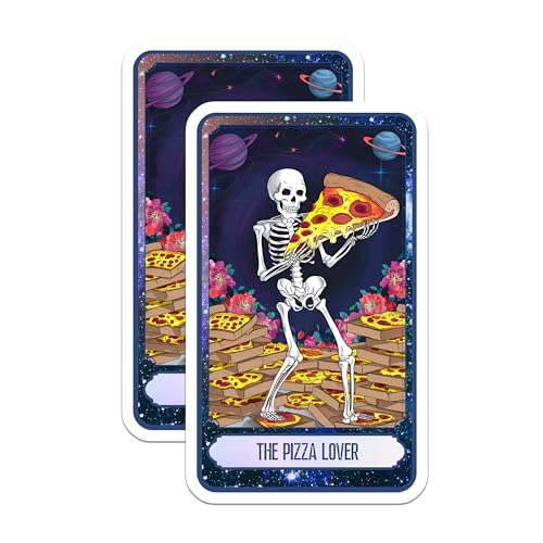 (2 Pack) Funny Skeleton Magnet - Food Lover - Quirky Kitchen Decor - Fun Pizza Art - 5" On Longest Side - Sticks to Smooth Flat Surfaces - Made in USA - MAG10031