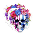 (2 Pack) Skull Flower Magnets - Unique Floral Skull Magnets - Colorful Skull Art Magnets for Fridge - 5" On Longest Side - for Cars, Fridges, Toolboxes - Made in USA - MAG7128
