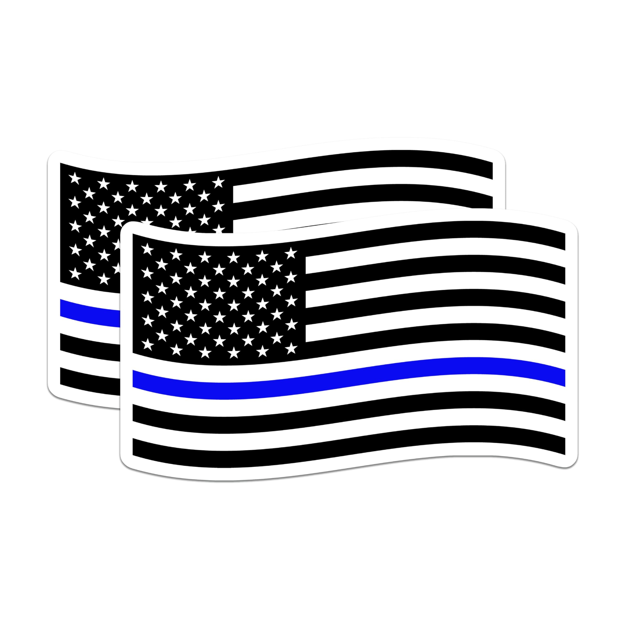 (2 Pack) Thin Blue Line Magnets - Police Support Flag - Law Enforcement Officer Support - First Responder Emblem - 5 Inches On Longest Side - Thick Durable Magnet - Made in USA - MAG20526