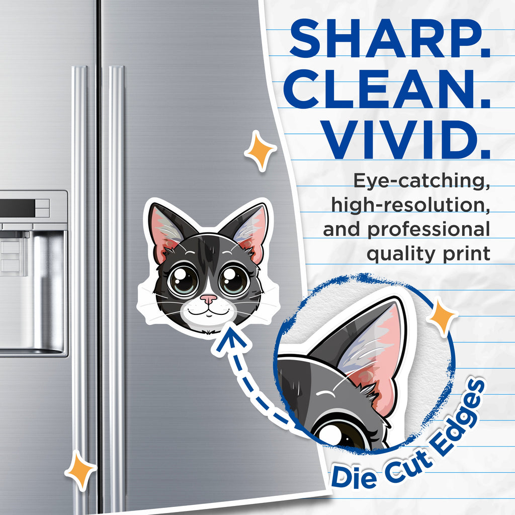 (2 Pack) Cute Cat Magnets - Kawaii Gray Kitty Refrigerator Decor - Pet Owner Stocking Stuffer - 5 Inches On Longest Side - Thick Durable Magnet - Made in USA - MAG36397