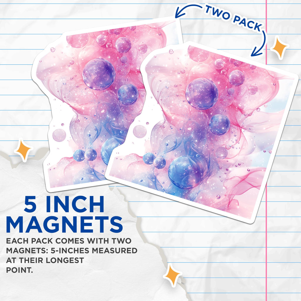 (2 Pack) Ethereal Bubbles Magnets - Pastel Galaxy Art - Whimsical Aesthetic Decor - Sparkle Dreamcore Decor - 5 Inches On Longest Side - Thick Durable Magnet - Made in USA - MAG29233