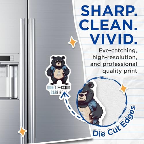 (2 Pack) Bear Funny Magnets - Don't Care Bear Art - 5" On Longest Side - for Cars, Fridges, Toolboxes - Made in USA - MAG7732