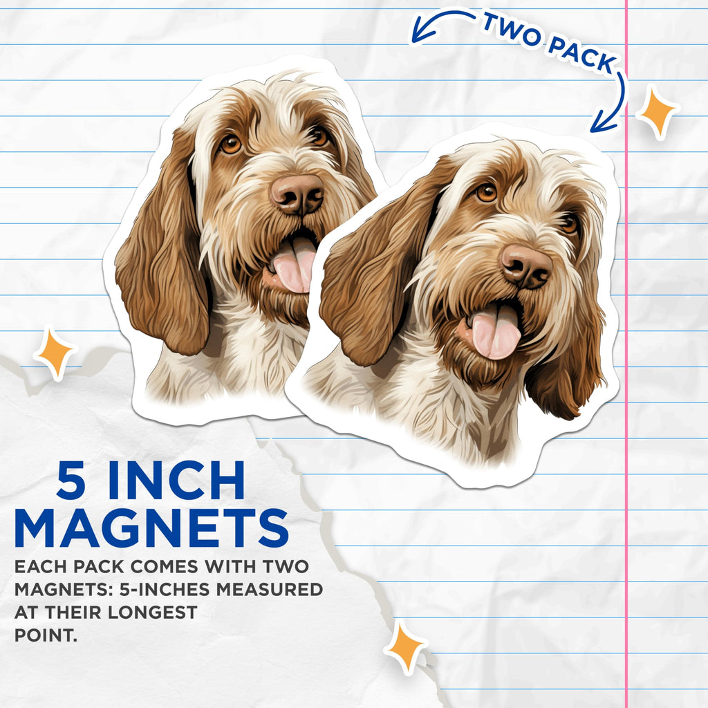 (2 Pack) Spinone Italiano Magnets - Beloved Dog Breed Art Decor - Pet Animal Fridge Magnet Set - Italian Dog Parent Accessory - 5 Inches On Longest Side - Thick Durable Magnet - Made in USA - MAG23767