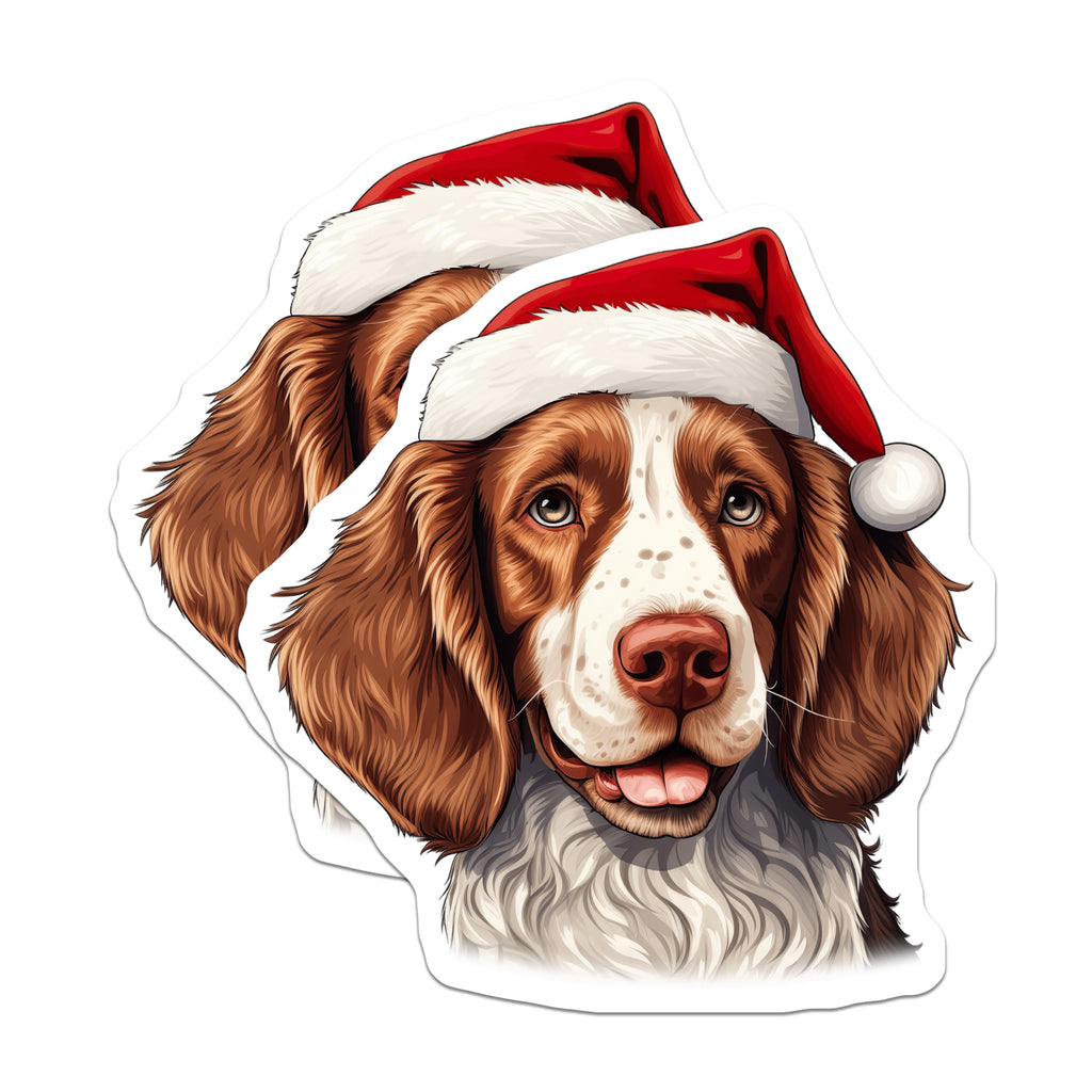 (2 Pack) Springer Spaniel Christmas Magnets - Dog Lover Holiday Magnet - Santa Hat Pet Decor - 5 Inches On Longest Side - Thick Durable Magnet - Made in USA - MAG26884