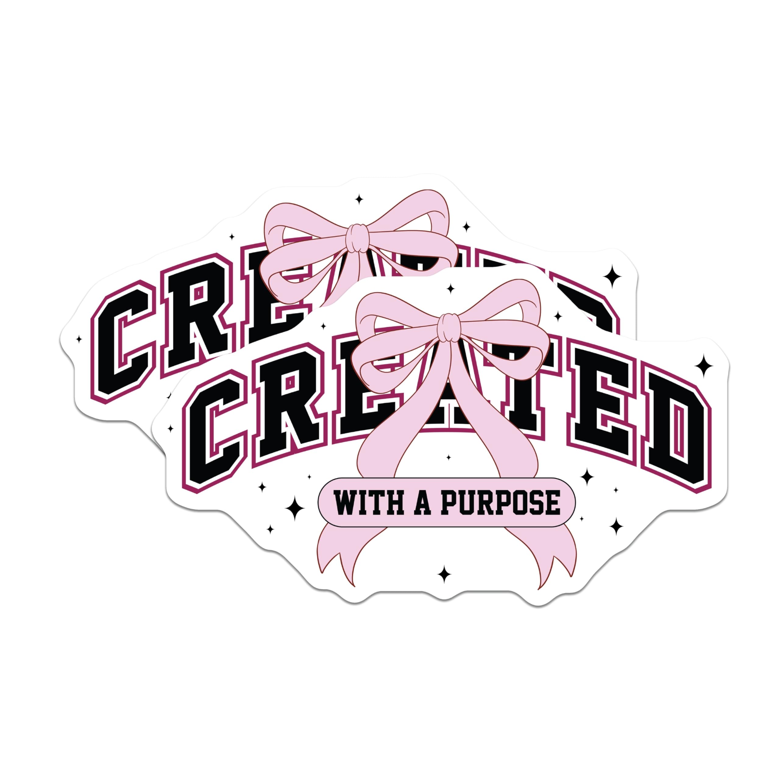 (2 Pack) Created with Purpose Magnets - Motivational Affirmation Statement - Inspirational Pink Ribbon Collegiate Decor - 5 Inches On Longest Side - Thick Durable Magnet - Made in USA - MAG24123