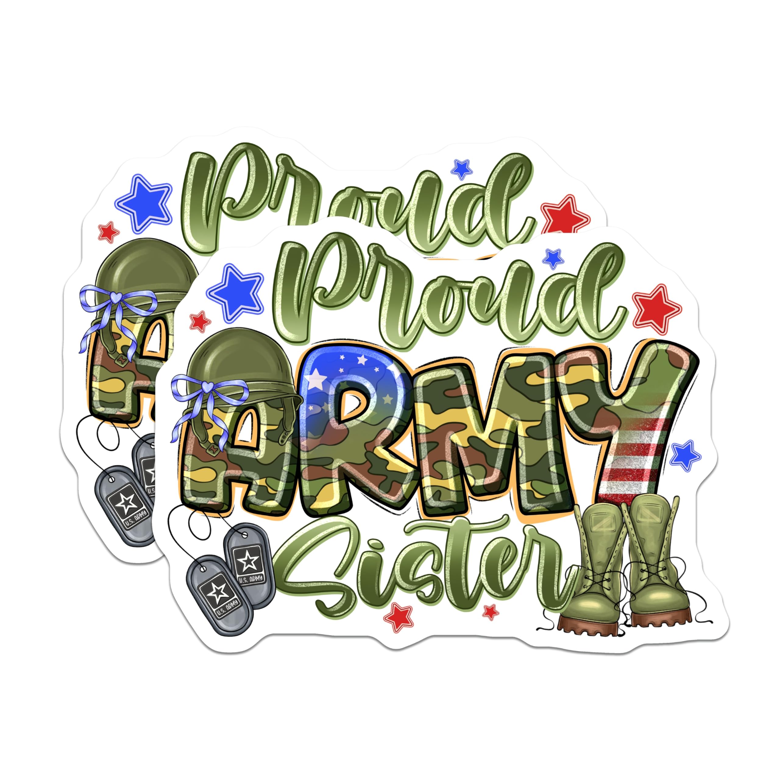 (2 Pack) Proud Army Sister Magnets - Military Family Support - Veteran Sibling - Army Fan Patriotic Decor - 5 Inches On Longest Side - Thick Durable Magnet - Made in USA - MAG27638