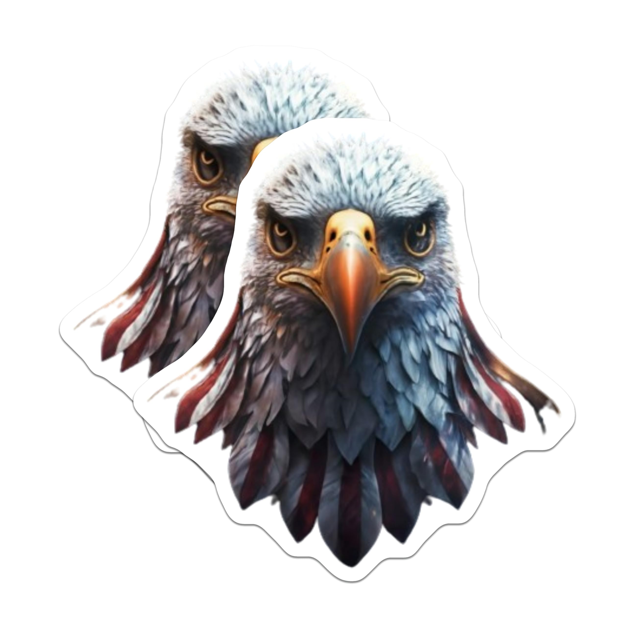 (2 Pack) Patriotic Eagle Magnets - American Flag Design - USA Pride Decor - 5 Inches On Longest Side - Thick Durable Magnet - Made in USA - MAG22490