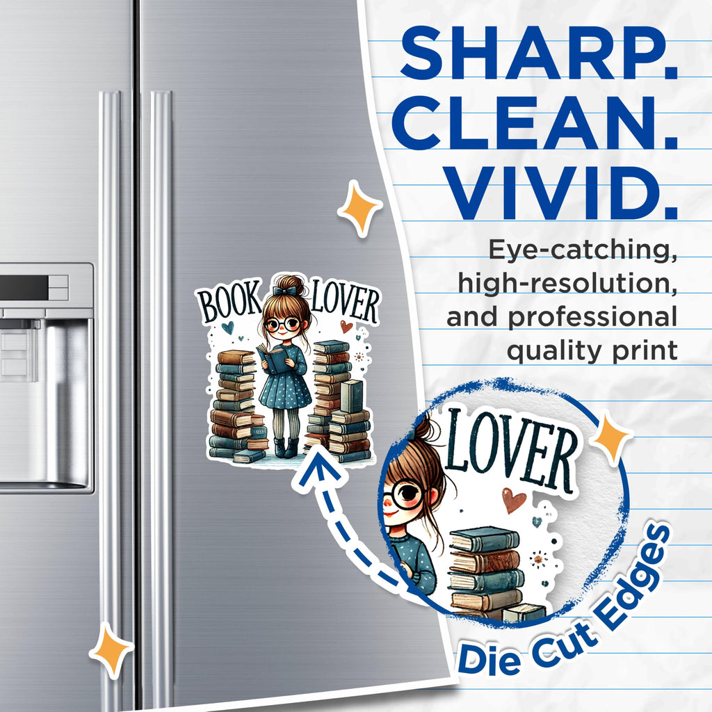 (2 Pack) Book Lover Magnets - Cute Reading Quotes Magnets - Bookworm Decor Magnets- 5" On Longest Side - for Fridges, Toolboxes, Cars - Made in USA - MAG2748