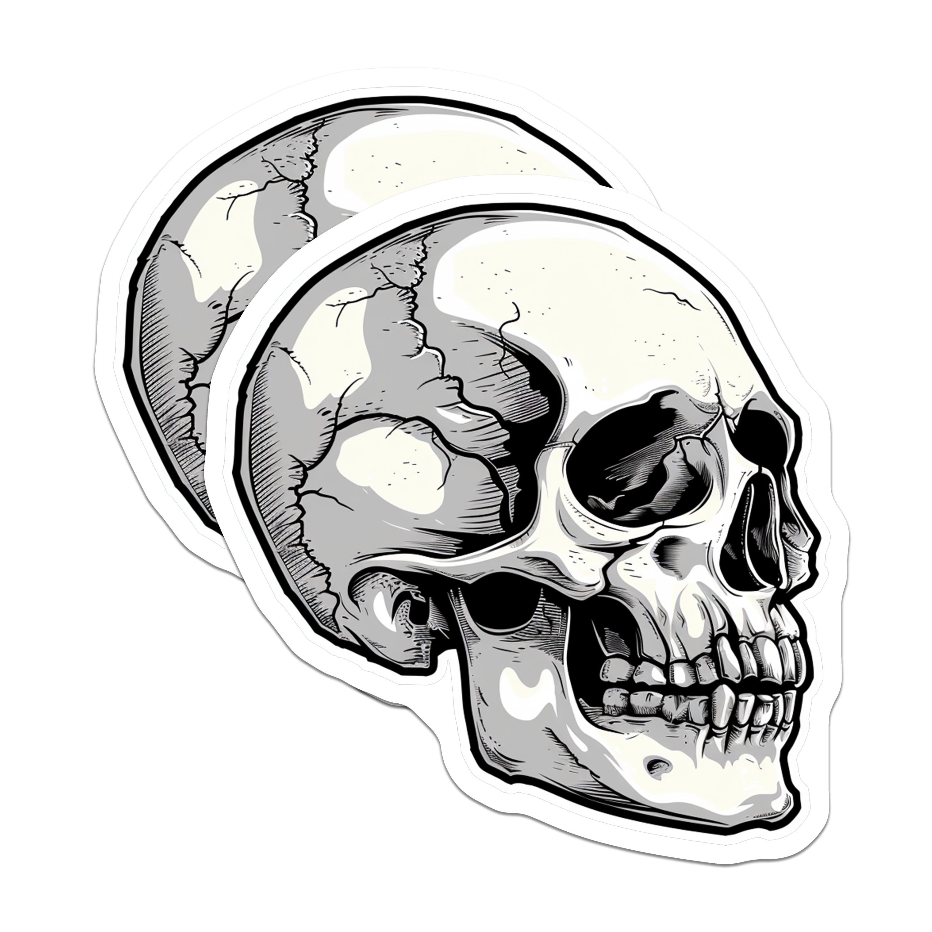 (2 Pack) Gothic Skull Magnets - Macabre Skeleton Head Art - Edgy Dark Academia Decor - Halloween Horror Collectibles - Unique Fridge Magnets - 5" - Thick Durable Magnet - Made in USA - MAG39656