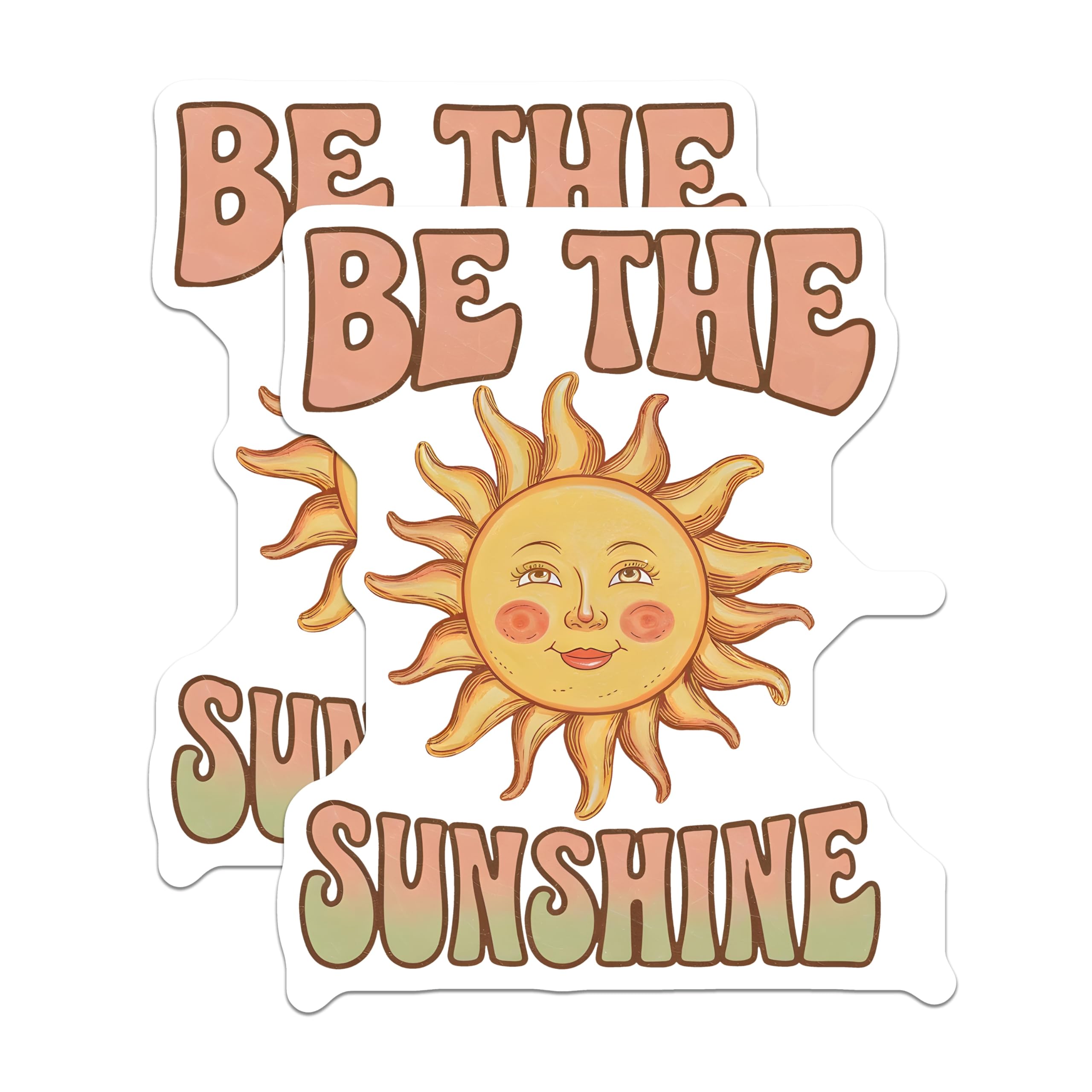 (2 Pack) Sunshine Magnets - Retro Sun Art - Positive Quote Decor - 5" On Longest Side - Premium Magnet - for Cars, Refrigerators, Toolboxes, Lockers - Made in USA - MAG18502