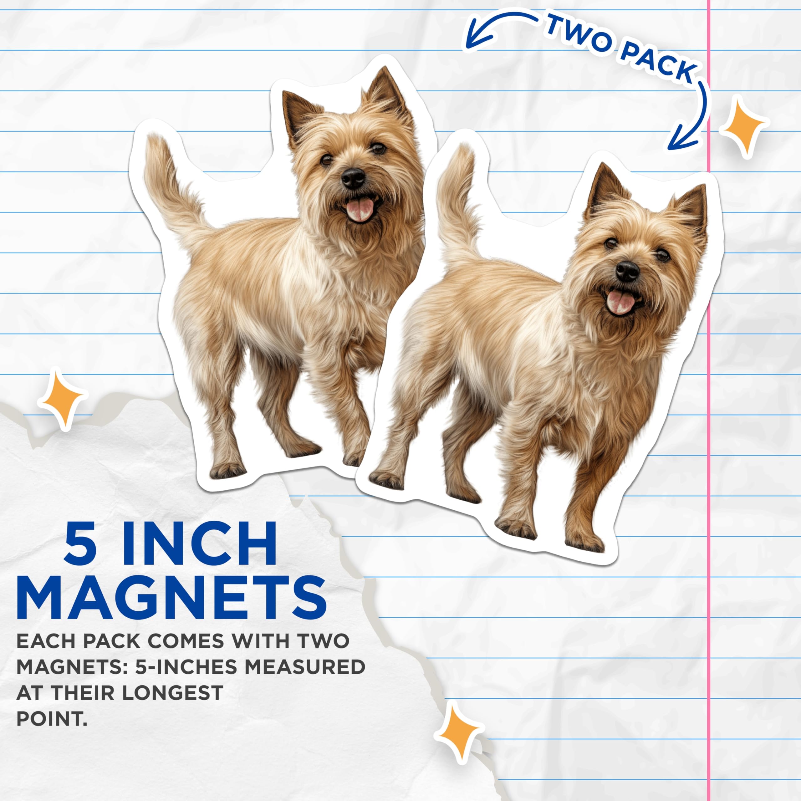 (2 Pack) Cairn Terrier Magnets - Adorable Dog Illustration Decor - Pet Owner Collectibles for Fridge - 5 Inches On Longest Side - Thick Durable Magnet - Made in USA - MAG24034