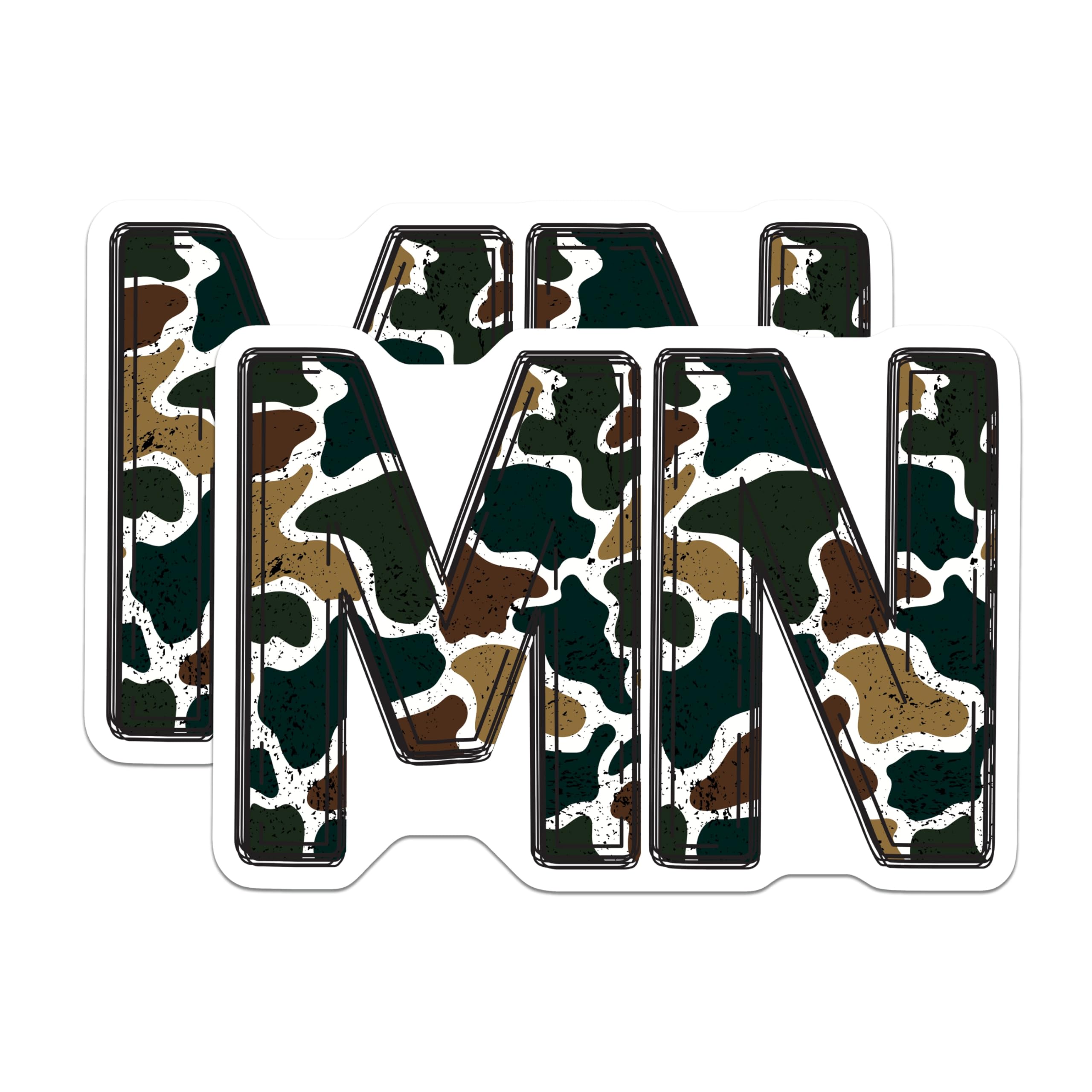 (2 Pack) Minnesota Camo MN Letter Magnets - Distressed Military Style - Refrigerator Locker Accent Decor - 5 Inches On Longest Side - Thick Durable Magnet - Made in USA - MAG21165