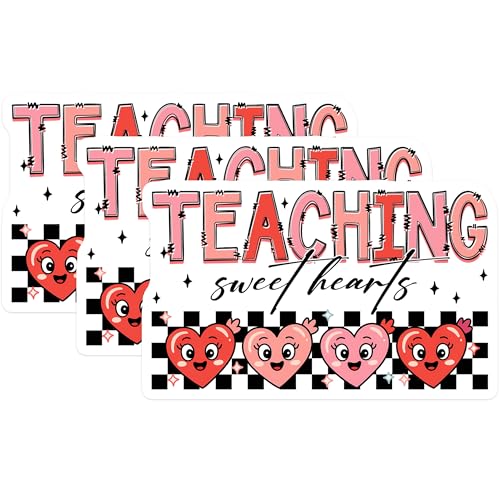 (3 Pack) Teaching Sweet Hearts Decals - Teacher Appreciation Sticker - Classroom Decor Laptop Decal - 3 Inches On Longest Side - Easy Peel & Apply - Made in USA - 3MCS6410