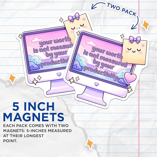 (2 Pack) Your Worth Magnets - Inspirational Quote - Cute Office Decor - 5" On Longest Side - for Cars, Fridges, Toolboxes - Made in USA - MAG7499