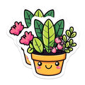 (2 Pack) Cute Plant Pot Magnets - Smiling Potted Plant - Adorable Plant - Happy Plant Face - Indoor Plant - 5" On Longest Side - for Cars, Fridges, Toolboxes - Made in USA - MAG4269