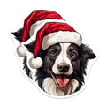 (2 Pack) Christmas Border Collie Magnets - Santa Hat Dog Fridge Decor - Holiday Pet Lover Accent - 5 Inches On Longest Side - Thick Durable Magnet - Made in USA - MAG25156