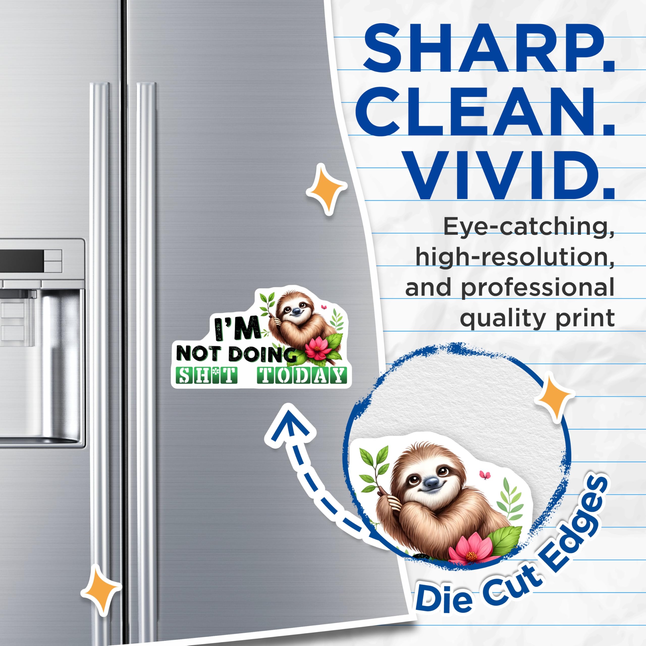 (2 Pack) Sloth Quote Magnets - Lazy Day Saying - Funny Animal Fridge Decals - 5" On Longest Side - Premium Magnet - for Cars, Refrigerators, Toolboxes, Lockers - Made in USA - MAG16695