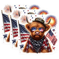 (3 Pack) Patriotic Highland Cow Decals - American Flag Decals - USA Celebration Decorations- 3 Inches On Longest Side - Easy Peel & Apply - Made in USA - 3MCS5114