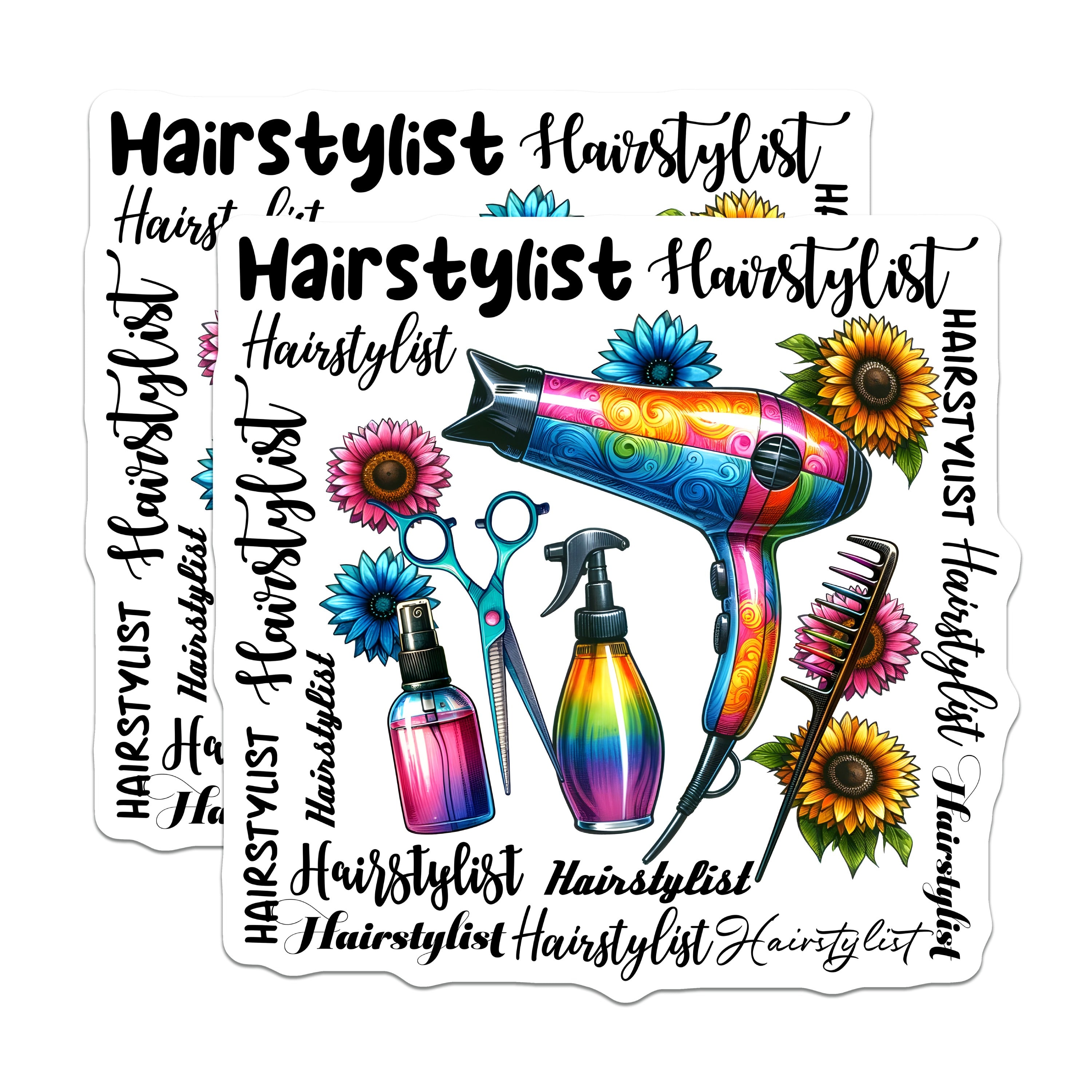 (2 Pack) Hairstylist Magnets - Hairdresser Salon Decor - Cosmetology Student Present - 5 Inches On Longest Side - Thick Durable Magnet - Made in USA - MAG37733