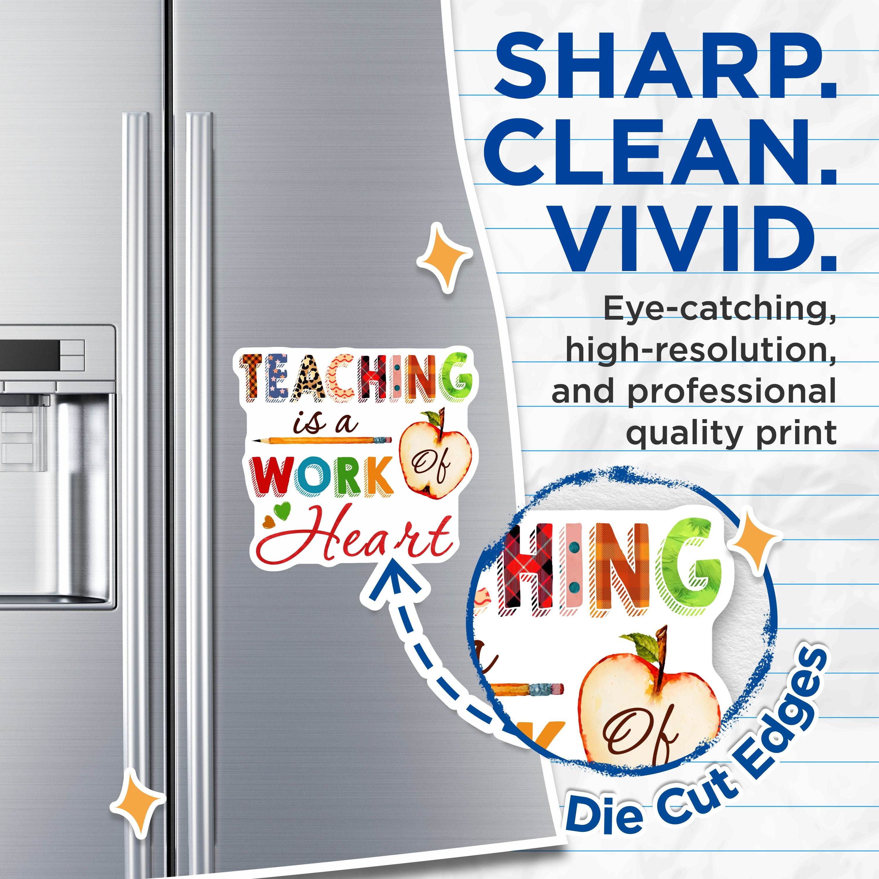 (2 Pack) Teacher Appreciation Magnets - Educator Thank You School Staff - Classroom Decor End of Year - 5 Inches On Longest Side - Thick Durable Magnet - Made in USA - MAG38996