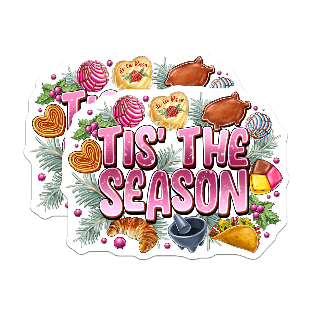 (2 Pack) Mexican Christmas Pan Dulce Magnets - Tis the Season Holiday Kitchen Refrigerator Decor - Latino Home Magnets - 5 Inches On Longest Side - Thick Durable Magnet - Made in USA - MAG24653