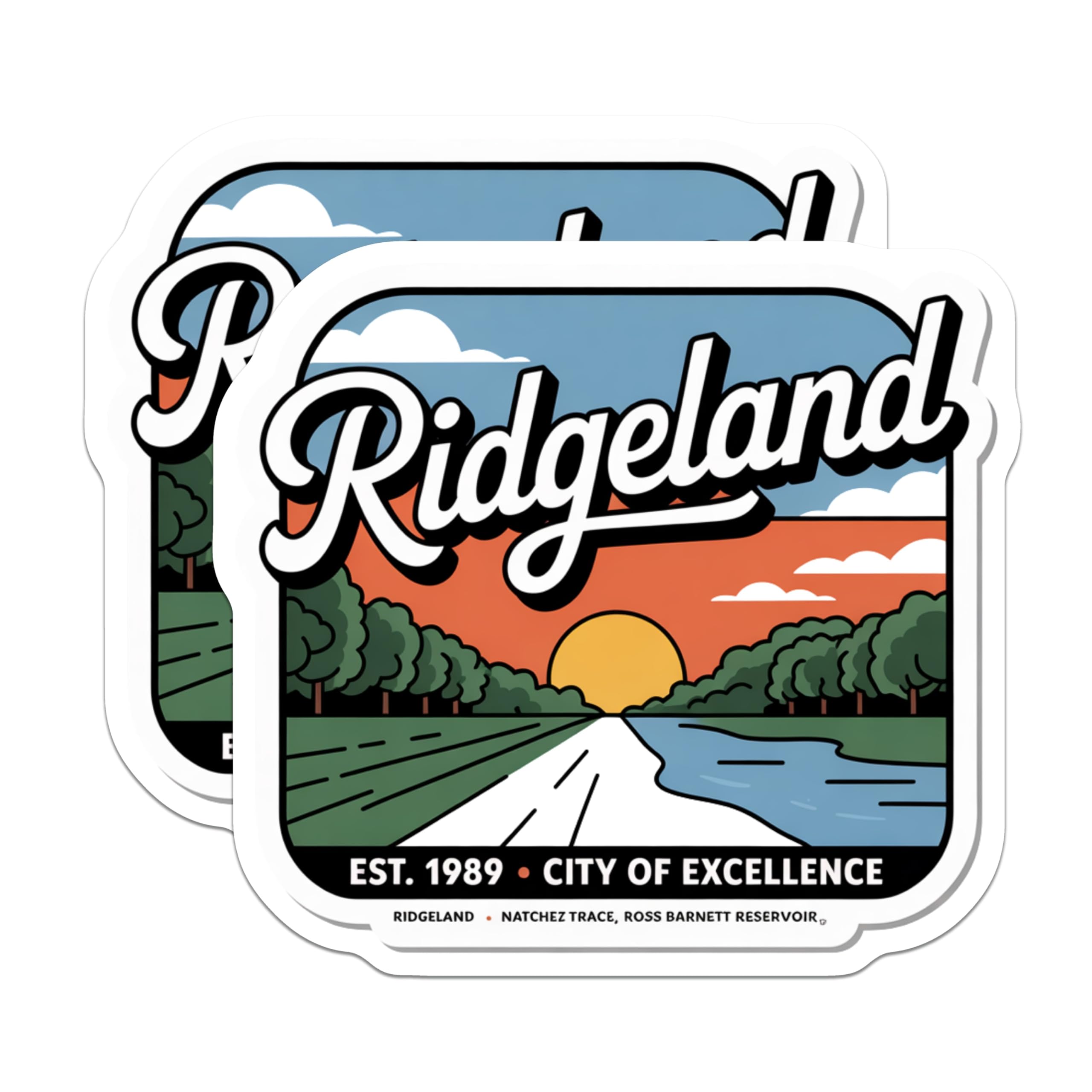(2 Pack) Ridgeland Magnets - City of Excellence - Mississippi Souvenir - 5" On Longest Side - Premium Magnet - for Cars, Refrigerators, Toolboxes, Lockers - Made in USA - MAG18151