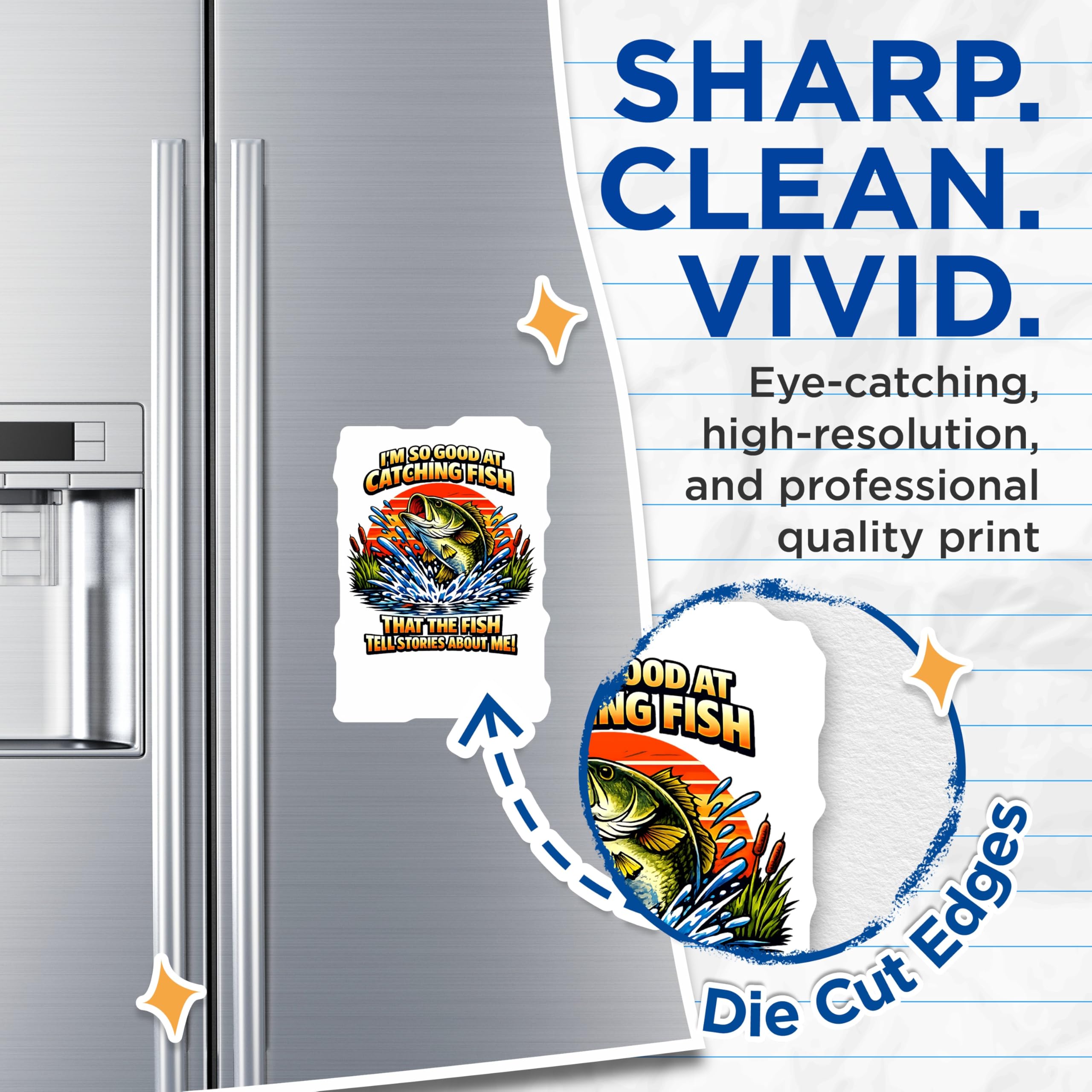 (2 Pack) Funny Fishing Magnets - Bass Catching Fish Quote - Angler Humor Decor - Fisherman Refrigerator Art - 5 Inches On Longest Side - Thick Durable Magnet - Made in USA - MAG22756