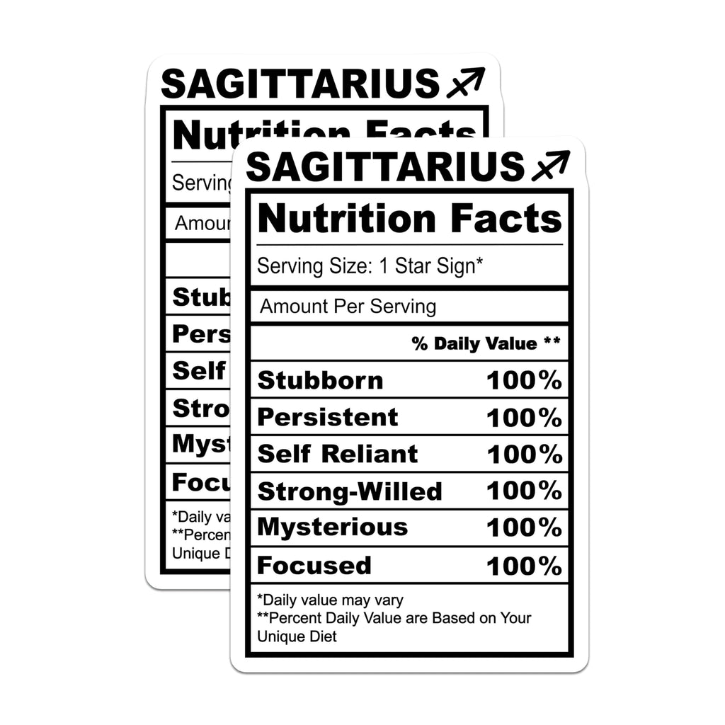 (2 Pack) Sagittarius Magnets - Star Sign Nutrition Facts - Zodiac Horoscope Fridge Magnets - 5" On Longest Side - Premium Magnet - for Cars, Refrigerators, Toolboxes, Lockers - Made in USA - MAG15881