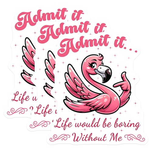 (3 Pack) Funny Flamingo Decals - Sassy Flamingo - Pink Bird Stickers - 3 Inches On Longest Side - Easy Peel & Apply - Made in USA - 3MCS4432