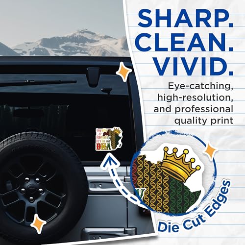 (2 Pack) Africa DNA Stickers - Loyalty and Royalty Stickers - Cultural Heritage Stickers - Pride Stickers - 5" On Longest Side - Sticks to Smooth Flat Surfaces - Made in USA - BMCS4722