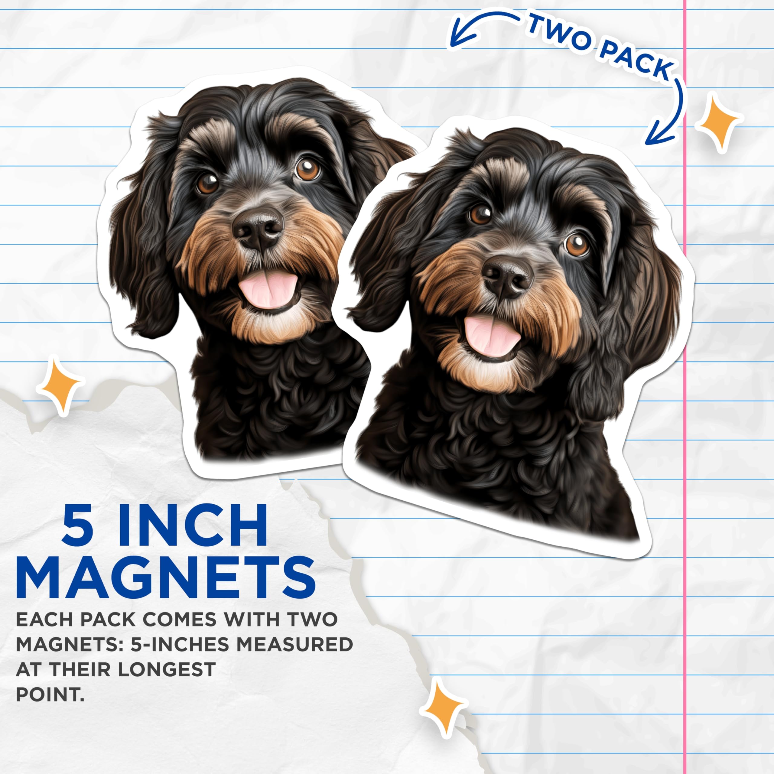 (2 Pack) Cavapoo Dog Magnets - Cute Doodle Puppy Decor - Pet Lover Fridge Accessories - Animal Art for Home - 5 Inches On Longest Side - Thick Durable Magnet - Made in USA - MAG25015