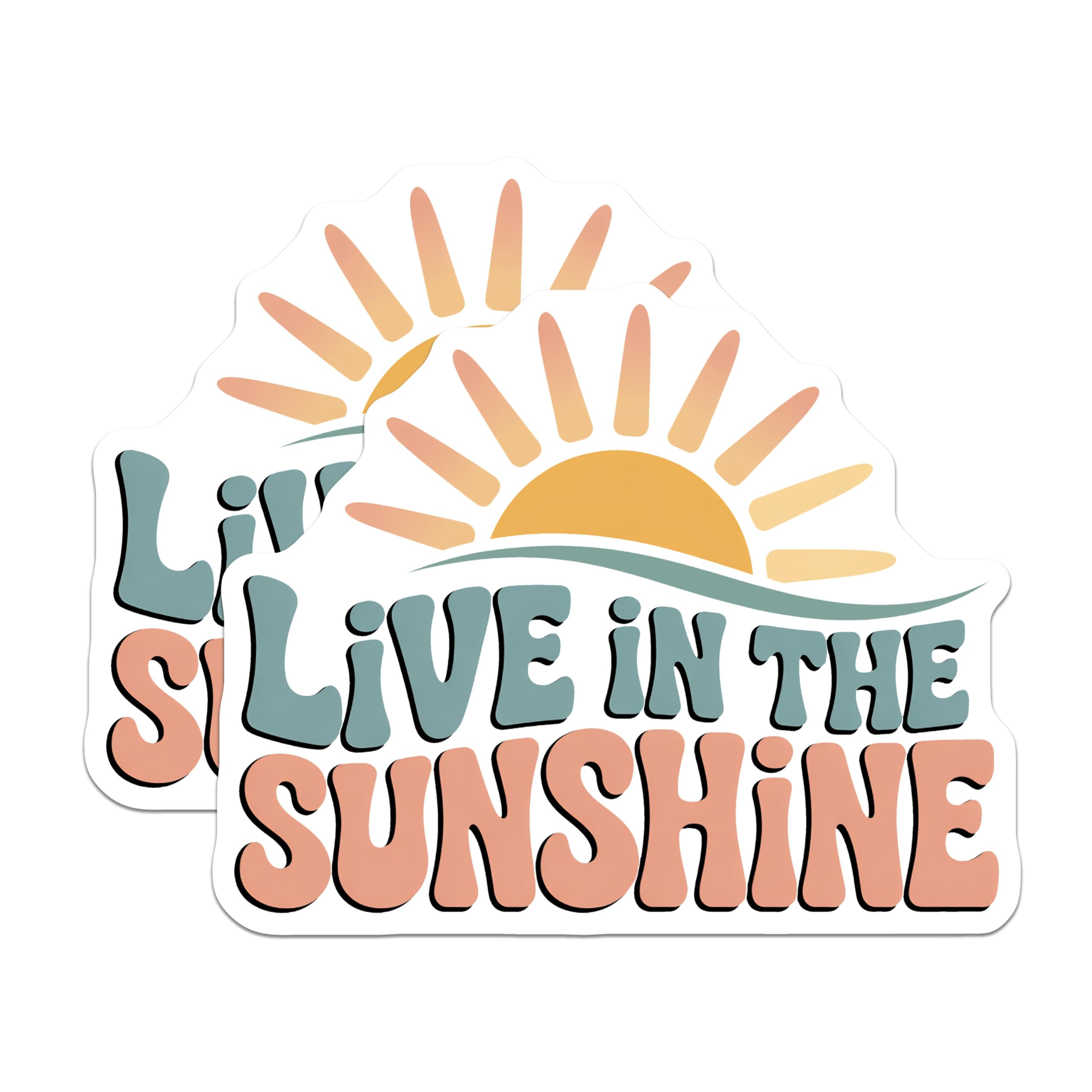 (2 Pack) Live in the Sunshine Magnets - Retro Sunshine Decor - Inspirational Fridge Magnets - 5" On Longest Side - Premium Magnet - for Cars, Refrigerators, Toolboxes, Lockers - Made in USA - MAG17766