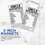 (2 Pack) Uncle Nutrition Facts Magnets - Uncle Humor - Funny Uncle - Uncle Sarcasm Quotes - 5" On Longest Side - for Cars, Fridges, Toolboxes - Made in USA - MAG4527