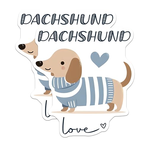 (2 Pack) Dachshund Love Magnets - Cute Dog Lover Magnet - Pet Owner Decor - 5" On Longest Side - for Cars, Fridges, Toolboxes - Made in USA - MAG7297