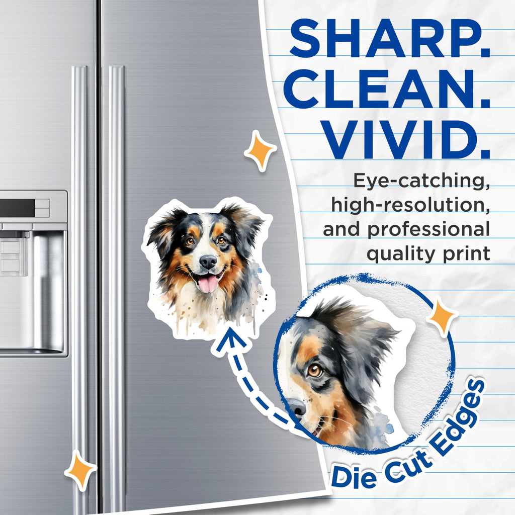 (2 Pack) Australian Shepherd Magnets - Watercolor Dog Art - Dog Mom Decor - 5 Inches On Longest Side - Thick Durable Magnet - Made in USA - MAG27205