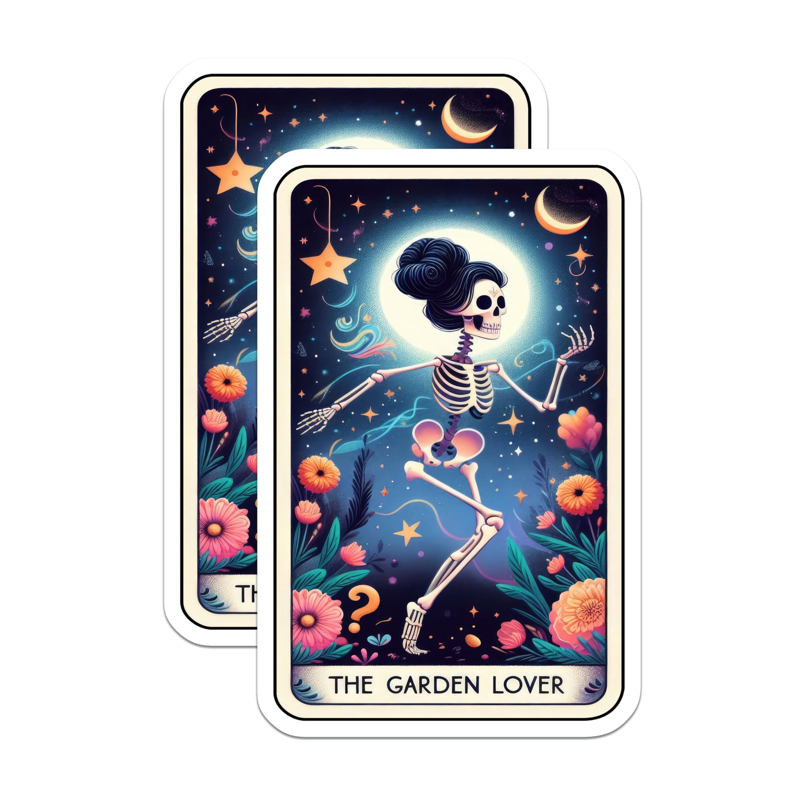 (2 Pack) Garden Lover Skeleton Magnets - Mystical Tarot Art - Celestial Goth Decor - 5 Inches On Longest Side - Thick Durable Magnet - Made in USA - MAG22530