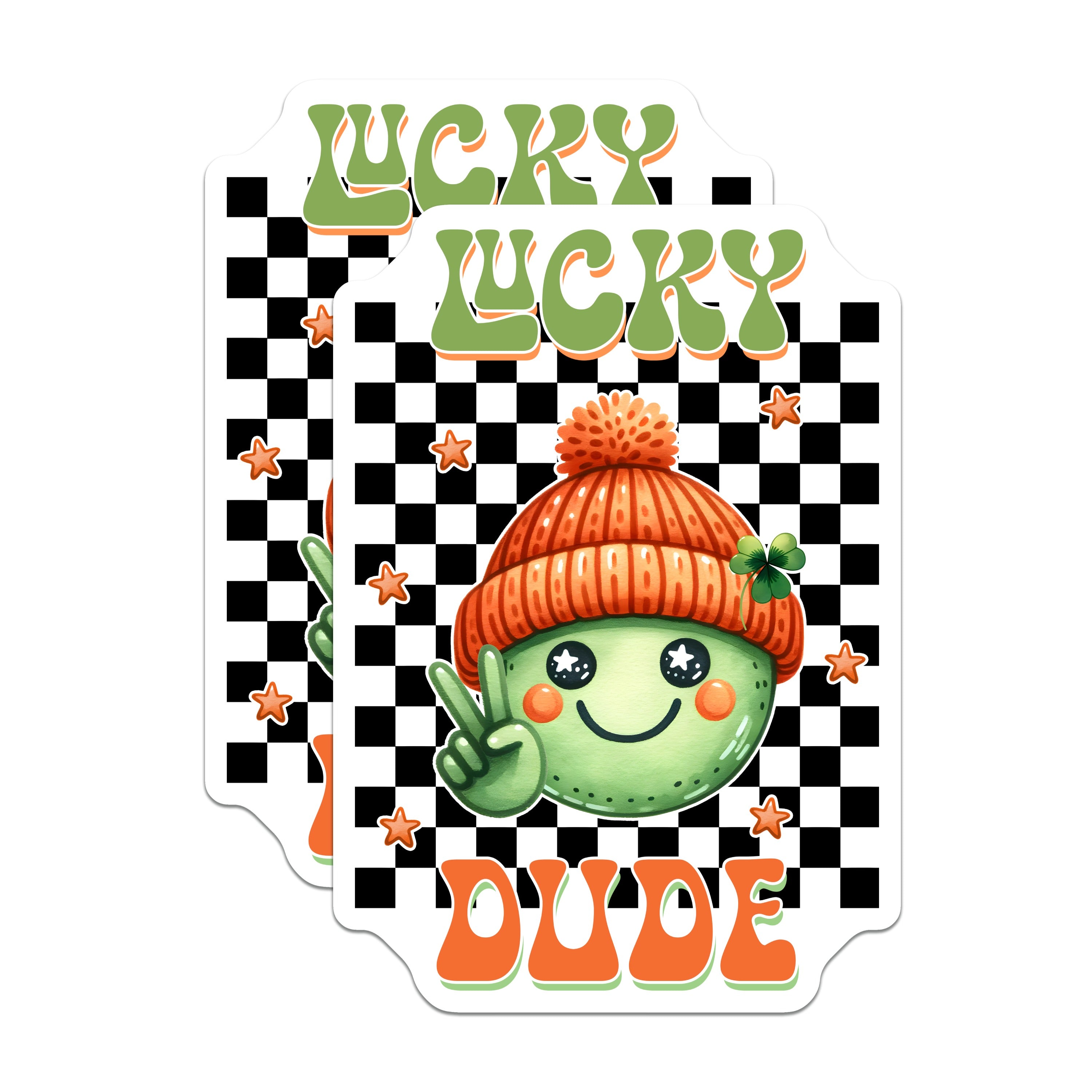 (2 Pack) Lucky Dude Magnets - St Patricks Day Decor - Groovy Peace Sign Magnet - Retro Smiley Face - 5 Inches On Longest Side - Thick Durable Magnet - Made in USA - MAG36425