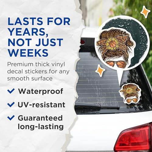 (2 Pack) Basketball Mom Stickers - Sports Mom Decal - Leopard Print Sticker for Moms - 5" On Longest Side - Sticks to Smooth Flat Surfaces - Made in USA - BMCS6196