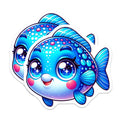 (2 Pack) Cute Blue Fish Magnets - Kawaii Ocean Animal Refrigerator Decor - Adorable Sea Creature Locker Magnet Art - 5 Inches On Longest Side - Thick Durable Magnet - Made in USA - MAG39660