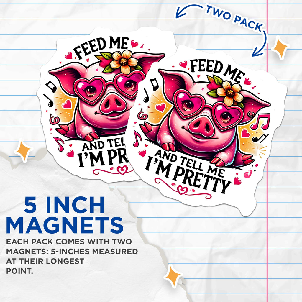 (2 Pack) Pig Magnets - Funny Animal Refrigerator Magnets - Cute Kitchen Decor - 5" On Longest Side - Premium Magnet - for Cars, Refrigerators, Toolboxes, Lockers - Made in USA - MAG15900