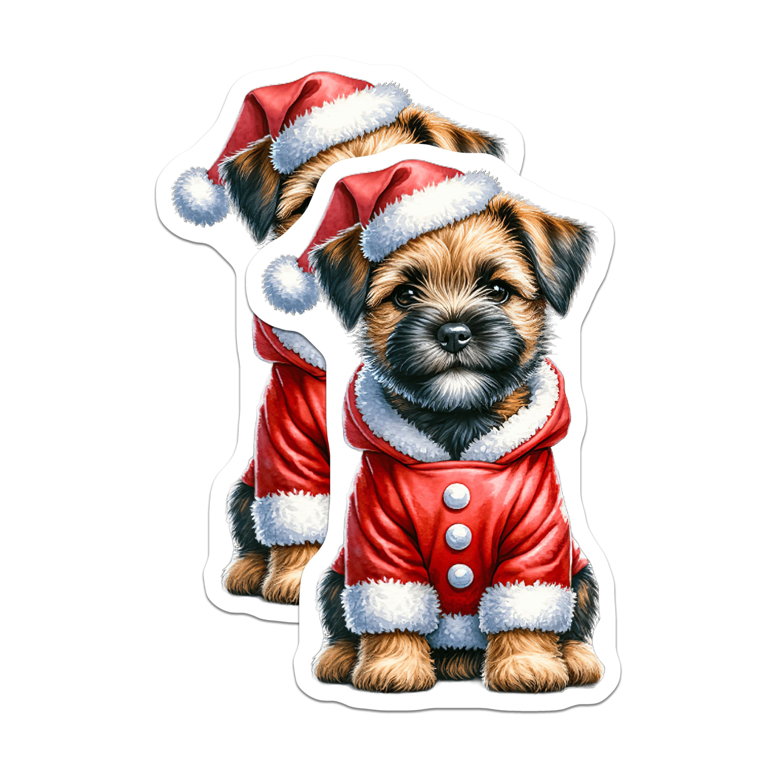 (2 Pack) Christmas Dog Magnets - Santa Puppy Decor - Holiday Terrier Pet - 5 Inches On Longest Side - Thick Durable Magnet - Made in USA - MAG23271