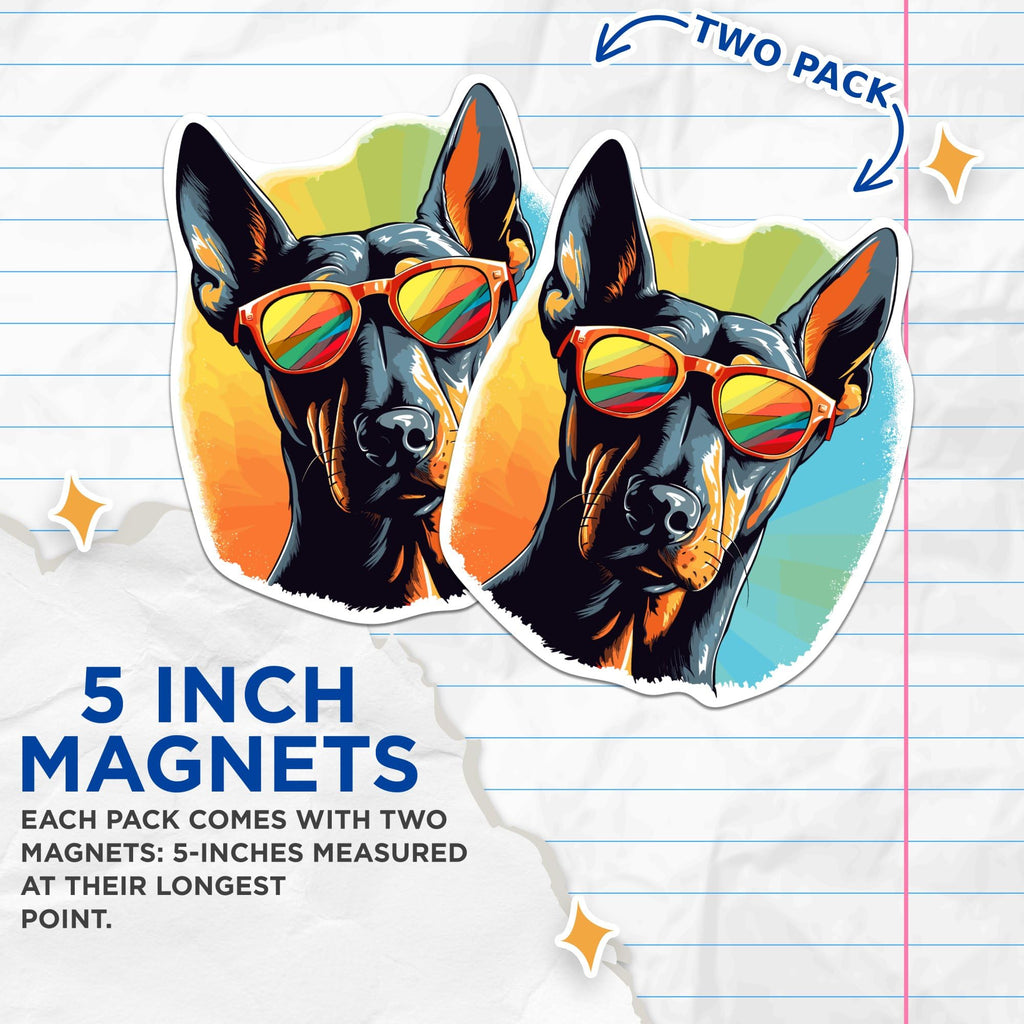 (2 Pack) Doberman Pinscher Dog Magnets - Doberman Pinscher with Sunglasses - Choose FromOver 100 Dog Breeds - 5" On Longest Side - Premium Magnet - Made in USA - MAG0346