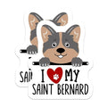 (2 Pack) I Love My Saint Bernard Magnets - Dog Lover - Cute Dog Paw Magnets for Fridge - 5" On Longest Side - for Cars, Fridges, Toolboxes - Made in USA - MAG4296