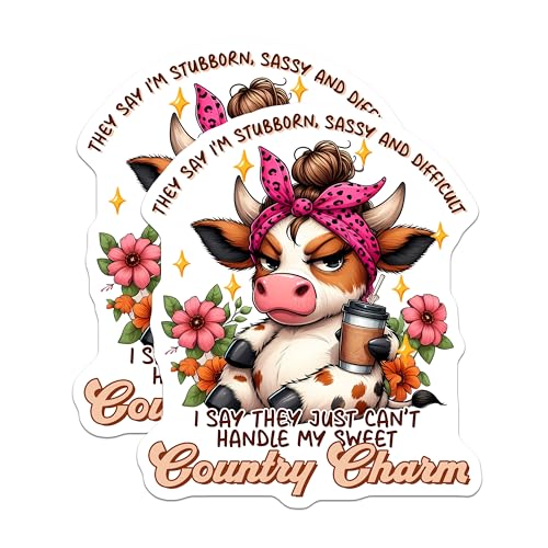 (2 Pack) Sassy Cow Magnets - Funny Farmhouse Magnet - Rustic Country Charm - Cute Refrigerator Magnets - Strong Hold - 5" On Longest Side - for Cars, Fridges, Toolboxes - Made in USA - MAG3781