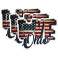 (3 Pack) Ohio Decals - USA Flag Patriotic - American State Laptop Decal - 3 Inches On Longest Side - Easy Peel & Apply - Made in USA - 3MCS0326