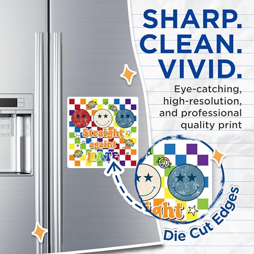(2 Pack) Straight Against Hate Magnets Magnets - Positive Message - 5" On Longest Side - Made in USA - Sticks to Refrigerators & Metal Surfaces - MAG9154