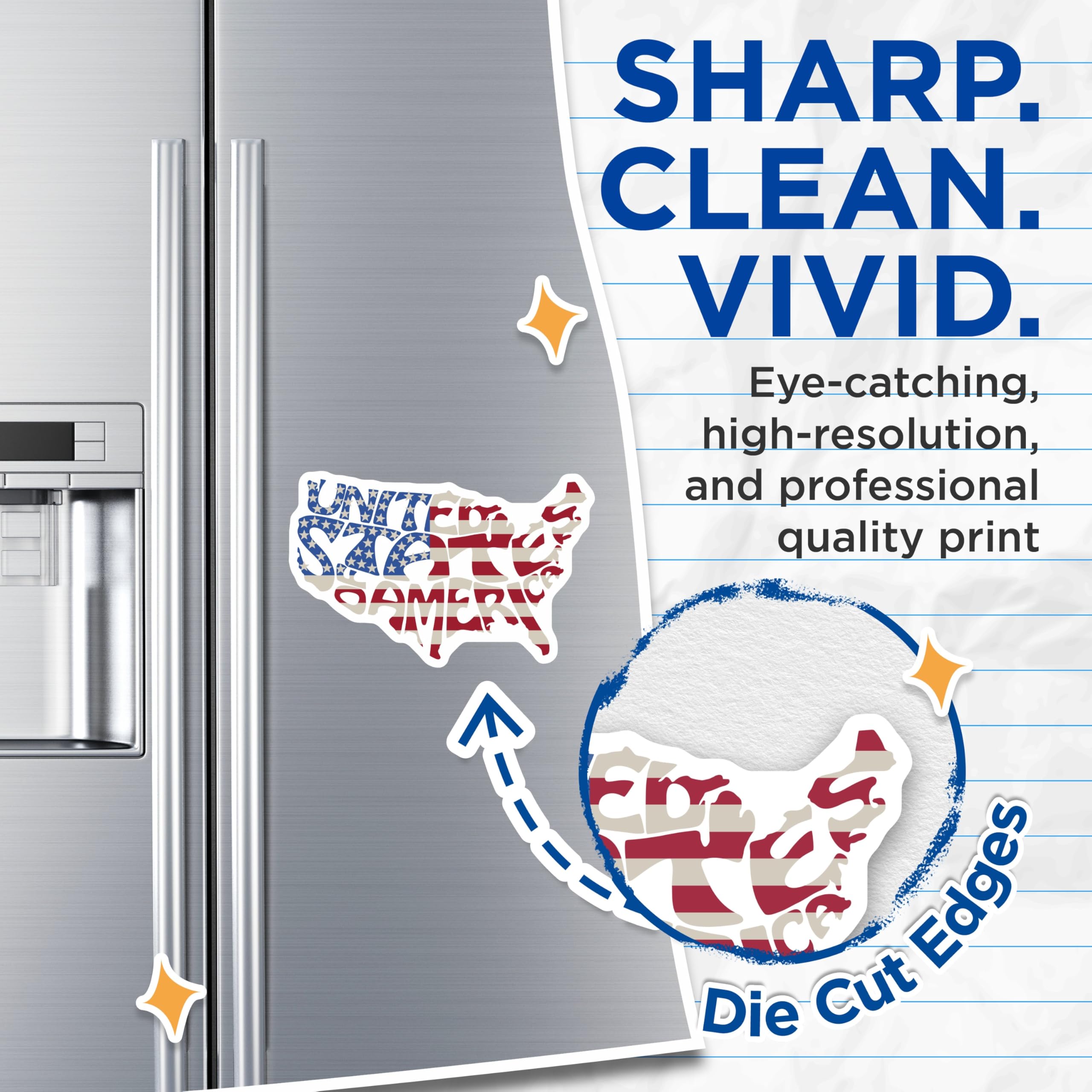 (2 Pack) USA Flag Magnets - Patriotic Fridge Magnets - American Pride Decor - 5" On Longest Side - Premium Magnet - for Cars, Refrigerators, Toolboxes, Lockers - Made in USA - MAG18133