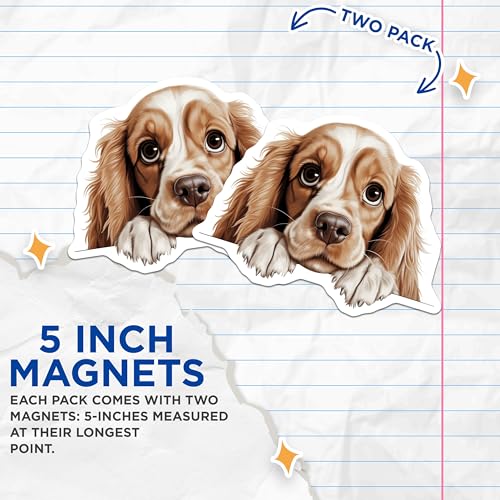 (2 Pack) Pet Lover Decor Magnet - Brown Puppy Illustration - 5" On Longest Side - Sticks to Smooth Flat Surfaces - Made in USA - MAG9820